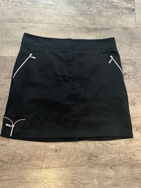 IZOD Women's Black Golf Skort Skirt, Short Zip Pockets Stretch Size 8